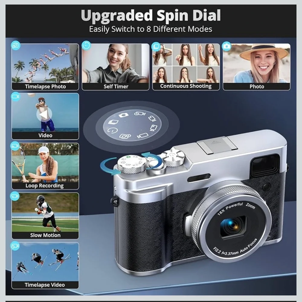 5K 48MP Autofocus Digital Camera - Black